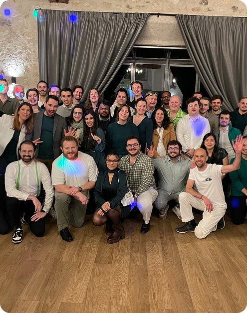 Group of employees from Greensolver at a party